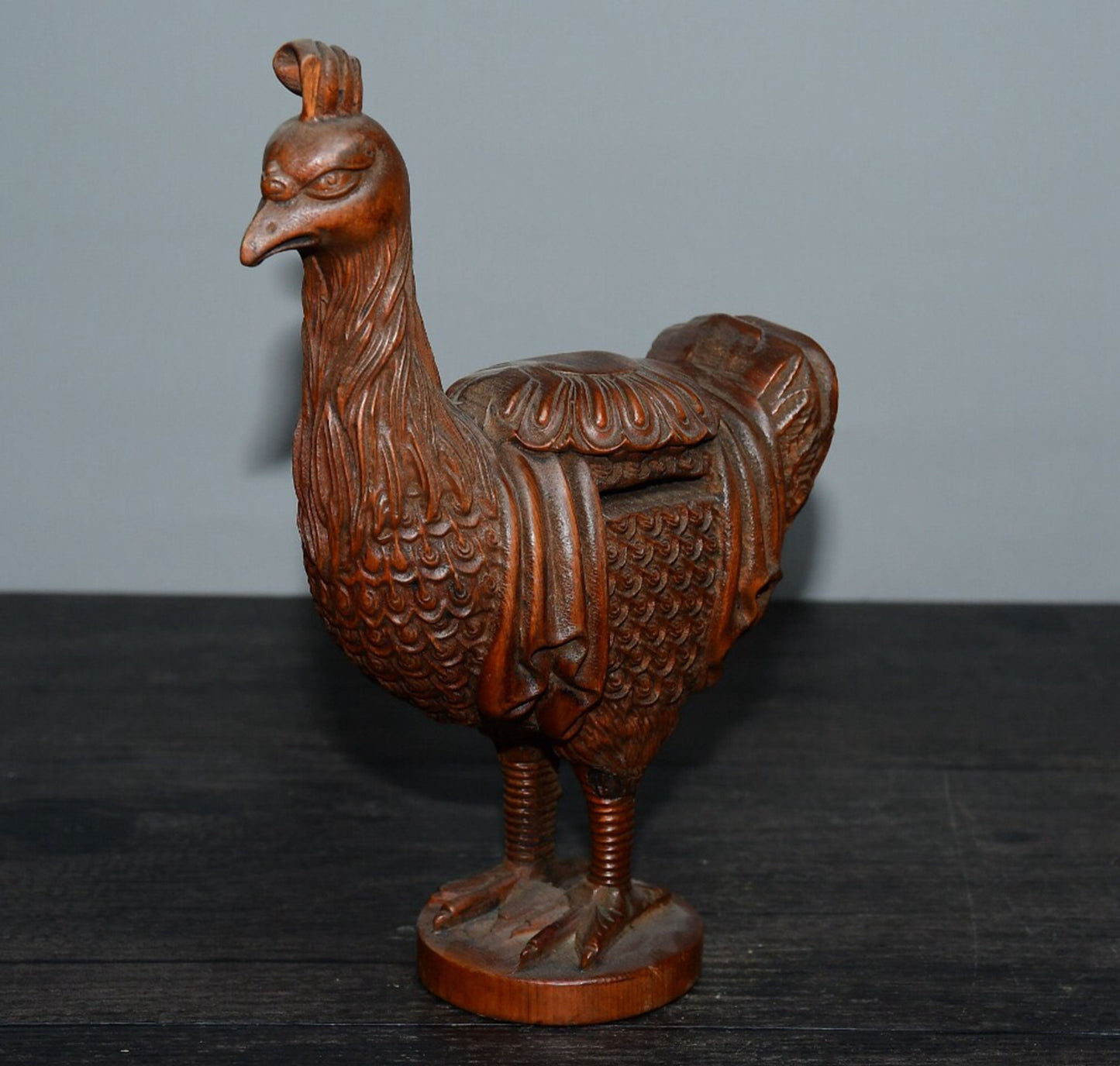 Chinese antique boxwood chicken ornament