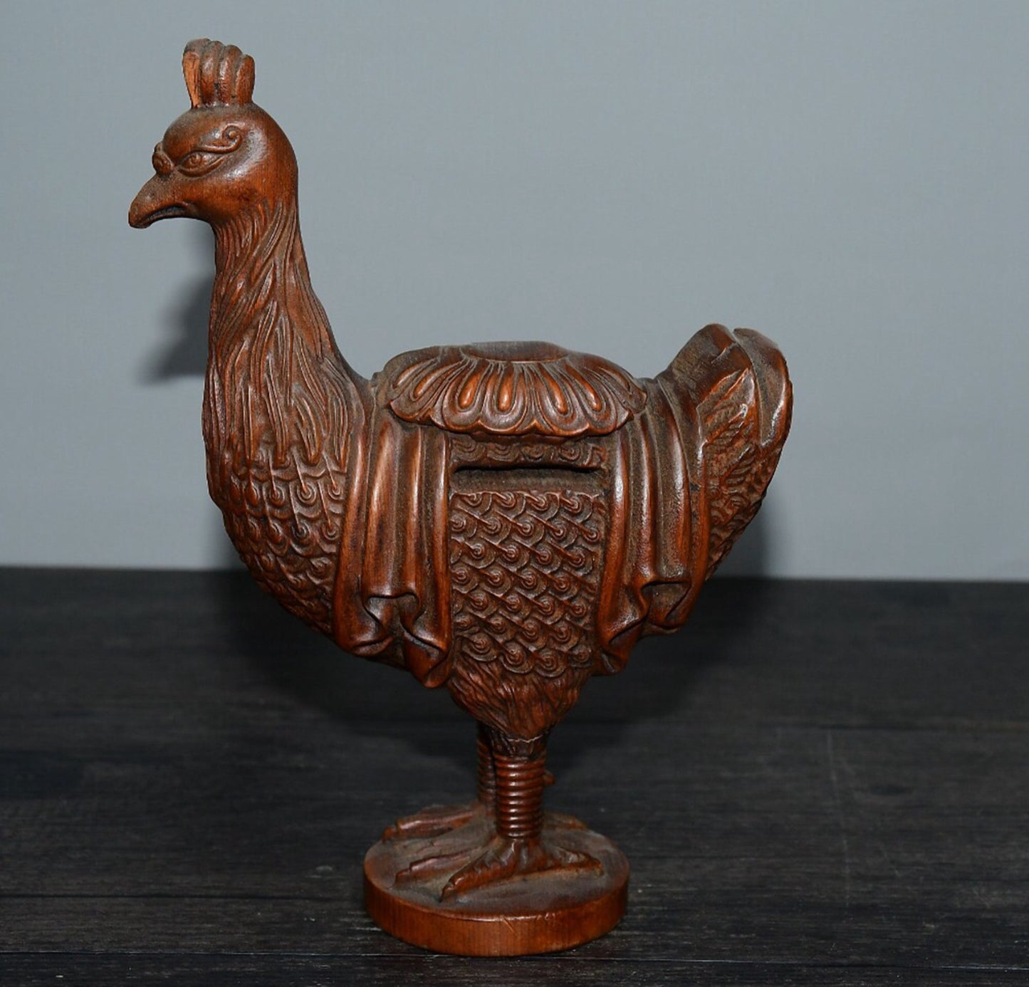Chinese antique boxwood chicken ornament
