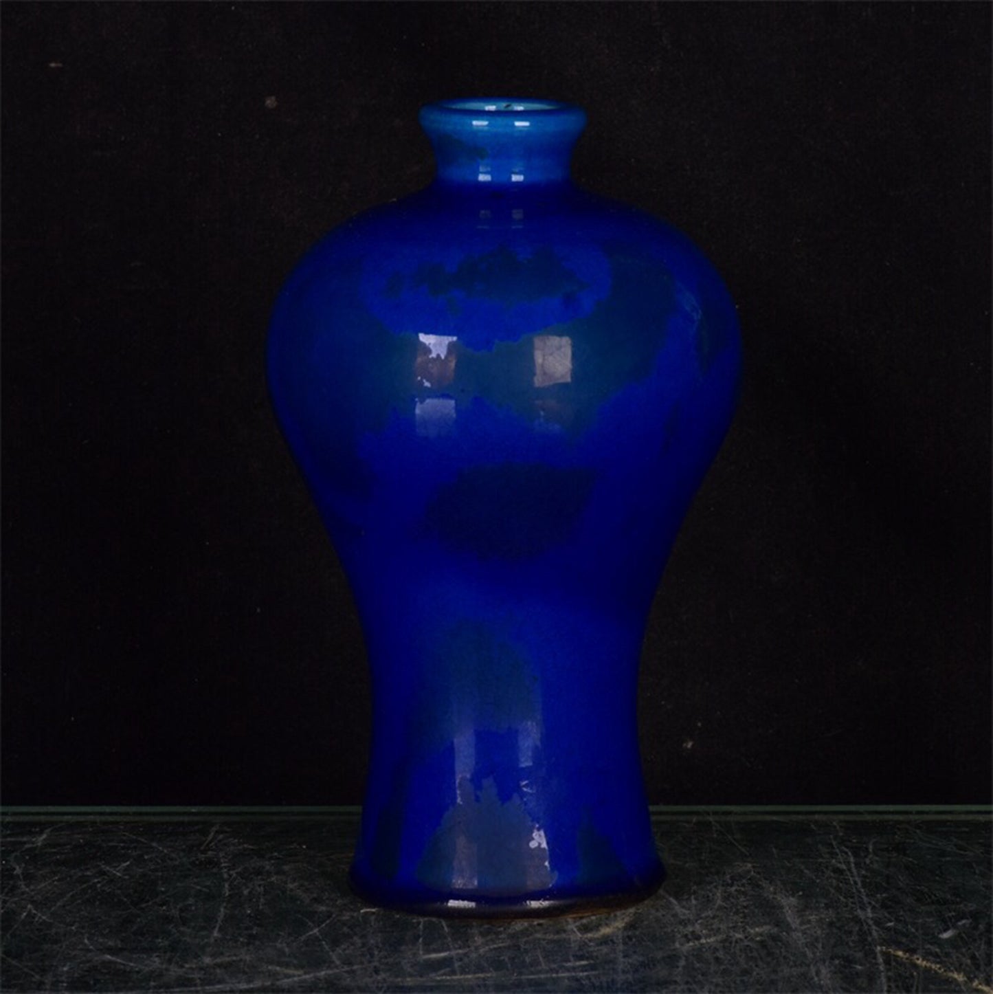 Chinese antique blue glazed sliced plum vase
