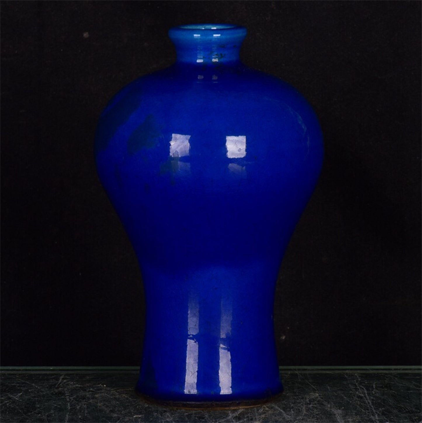 Chinese antique blue glazed sliced plum vase
