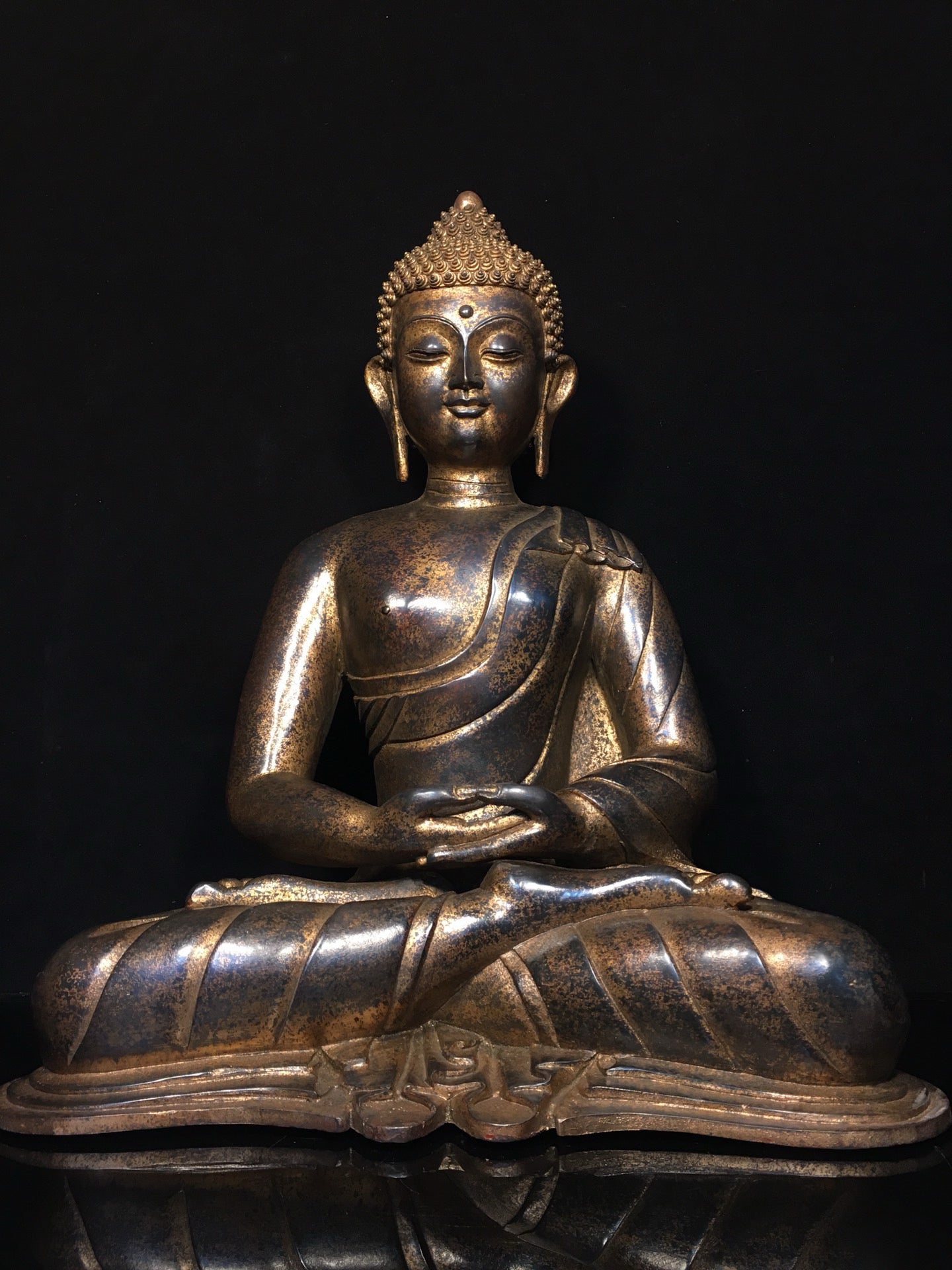 Chinese antique pure copper statue of Shakyamuni Buddha