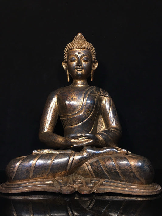 Chinese antique pure copper statue of Shakyamuni Buddha