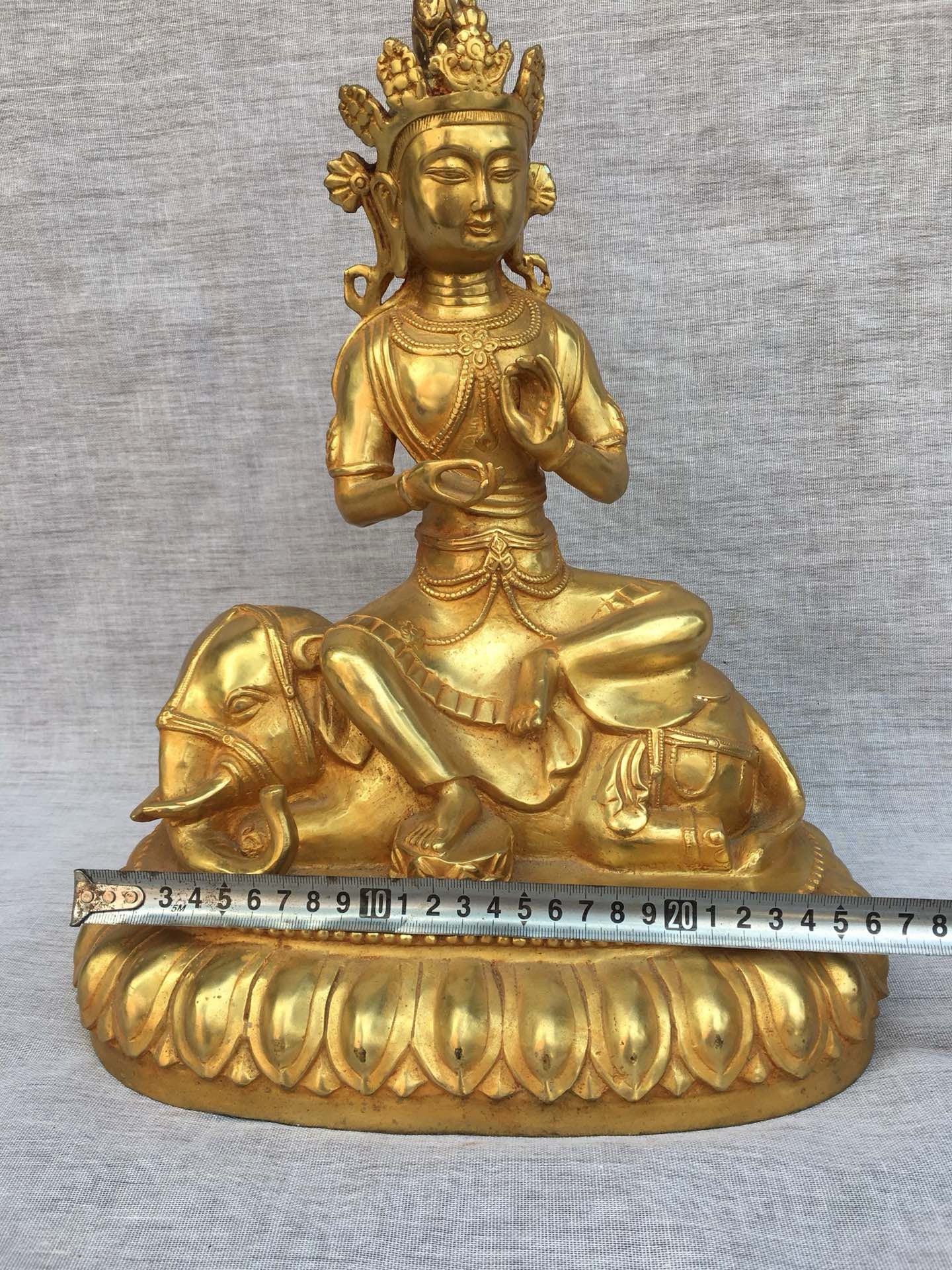 Chinese antique bronze gilded statue of Bodhisattva Samantabhadra