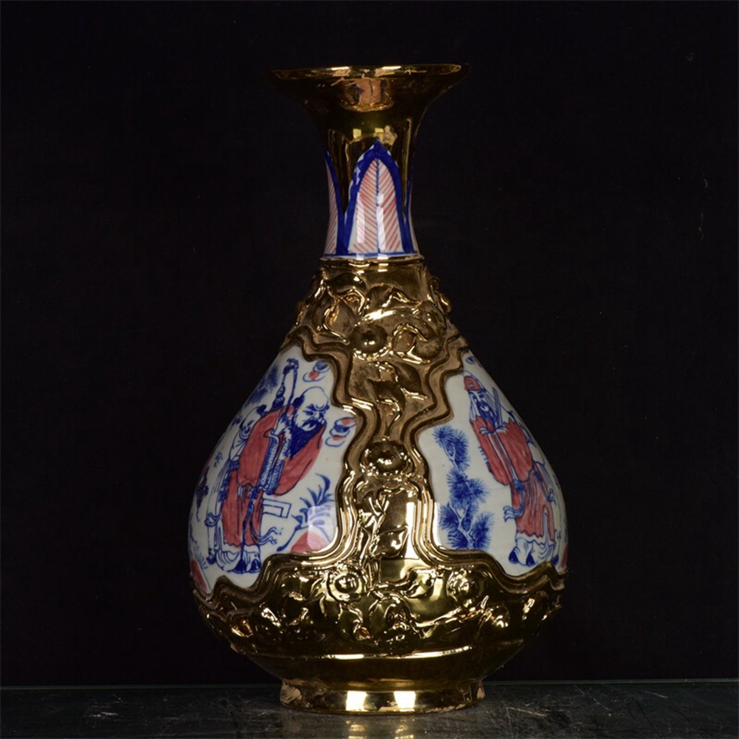 Chinese antique figure story pattern jade pot spring bottle