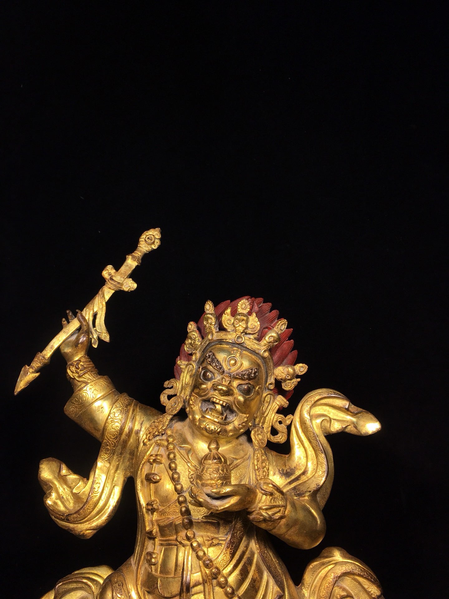 Chinese antique bronze gilded black sky Buddha statue