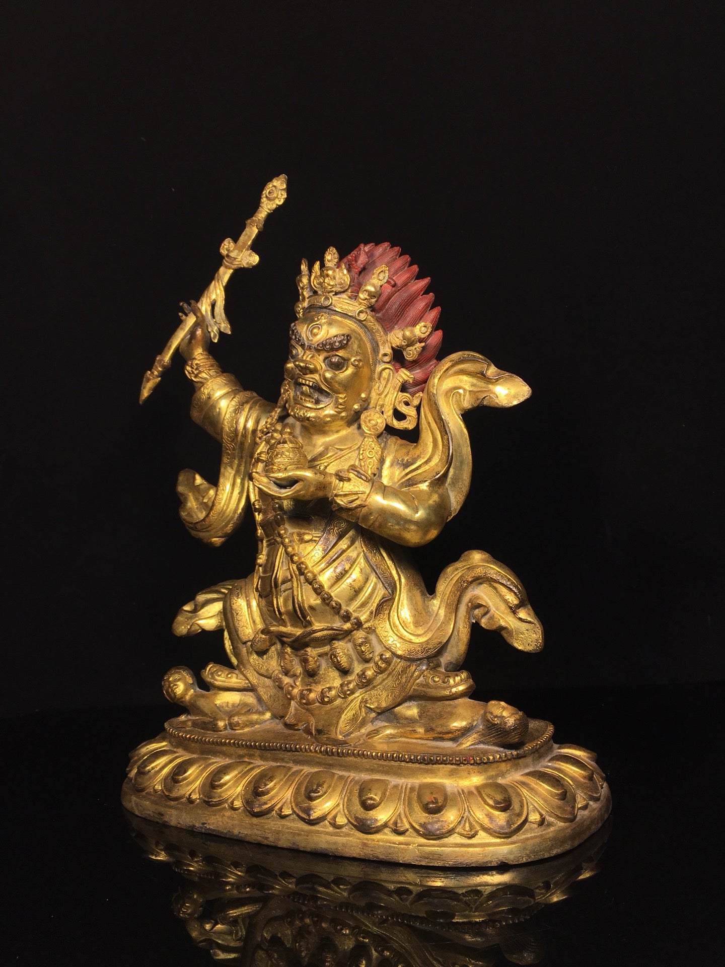 Chinese antique bronze gilded black sky Buddha statue