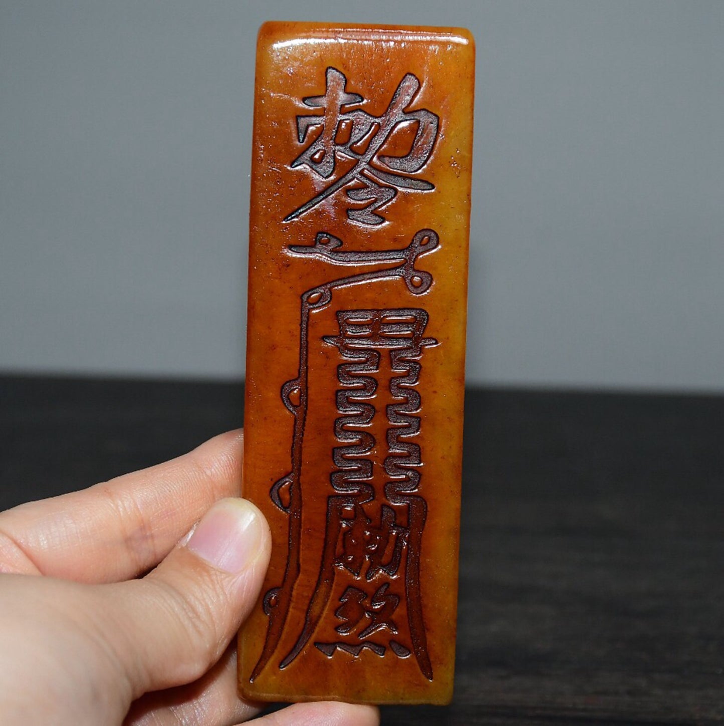 Chinese Antique Tian Huang Shou Shan Stone Sanskrit paperweight seal ornament