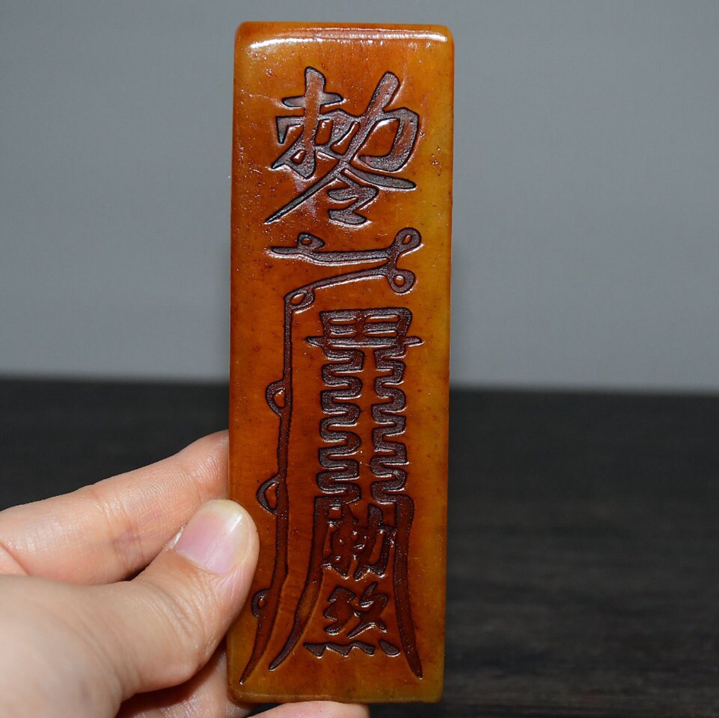 Chinese Antique Tian Huang Shou Shan Stone Sanskrit paperweight seal ornament