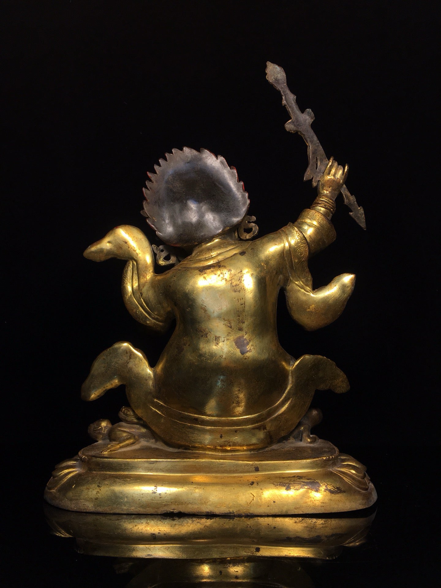 Chinese antique bronze gilded black sky Buddha statue