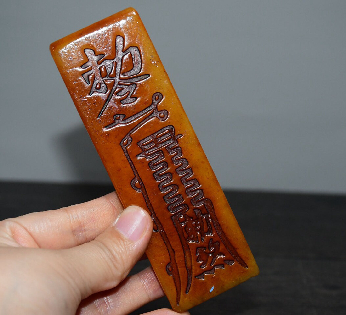 Chinese Antique Tian Huang Shou Shan Stone Sanskrit paperweight seal ornament