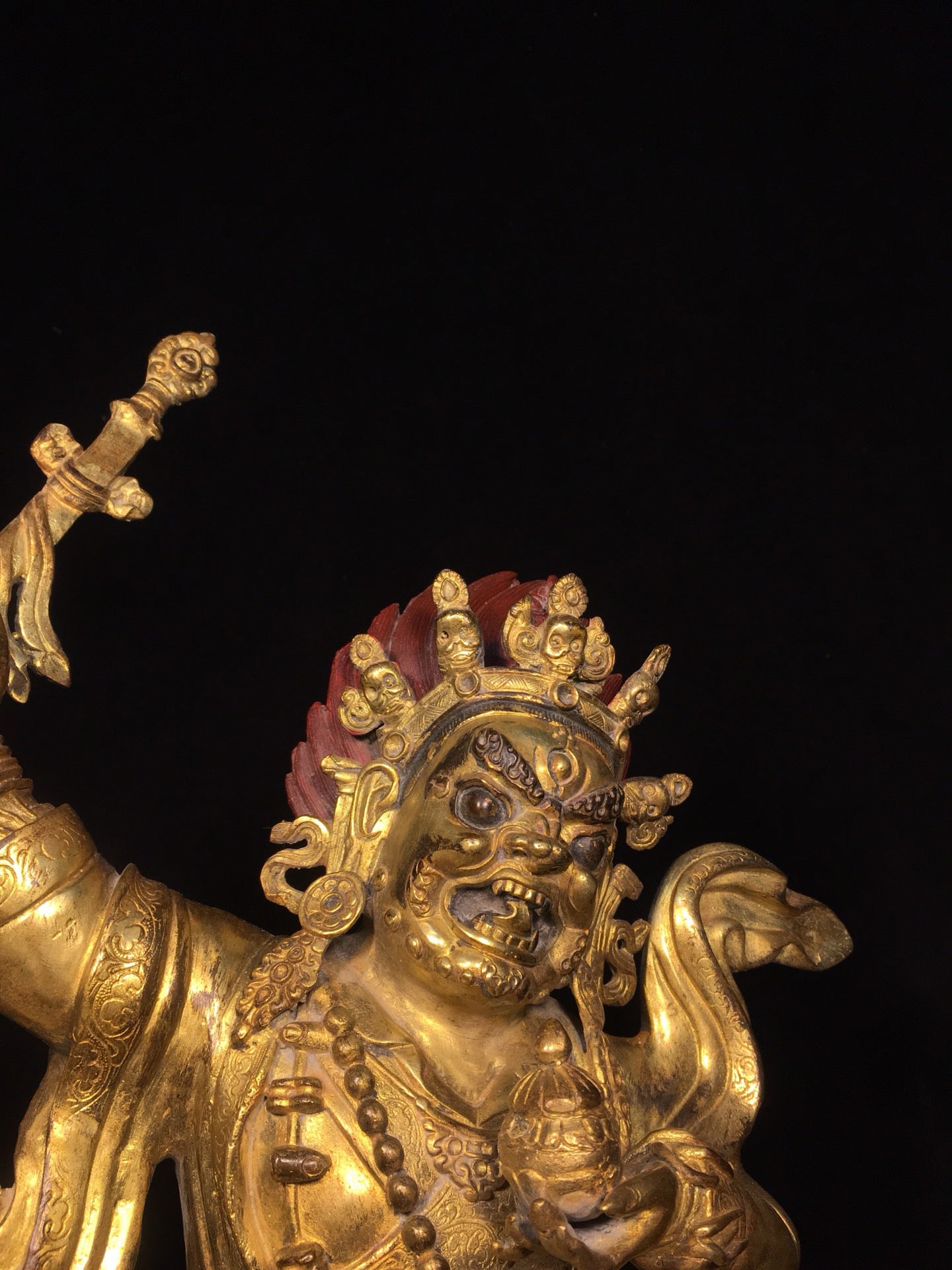 Chinese antique bronze gilded black sky Buddha statue