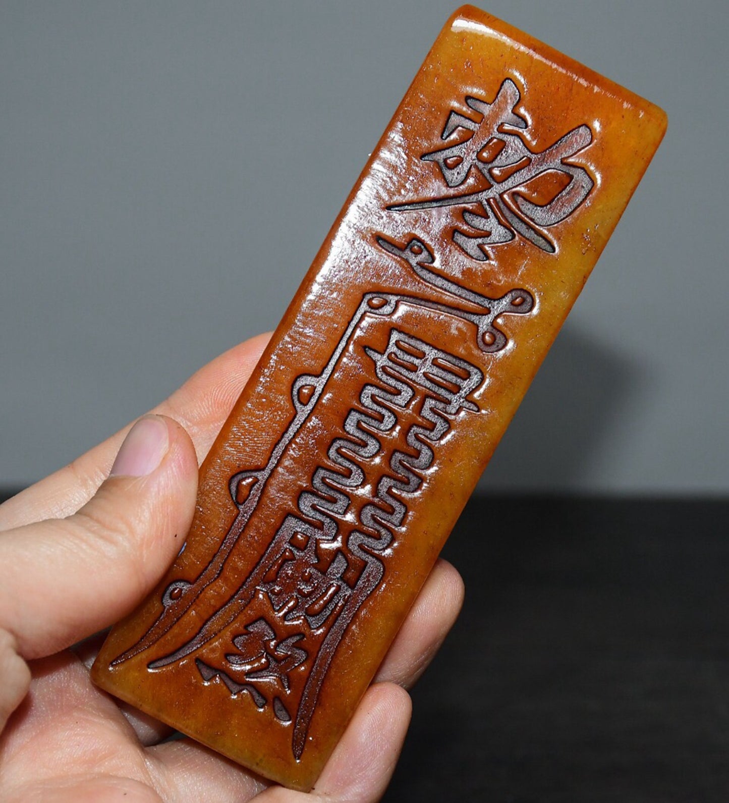 Chinese Antique Tian Huang Shou Shan Stone Sanskrit paperweight seal ornament