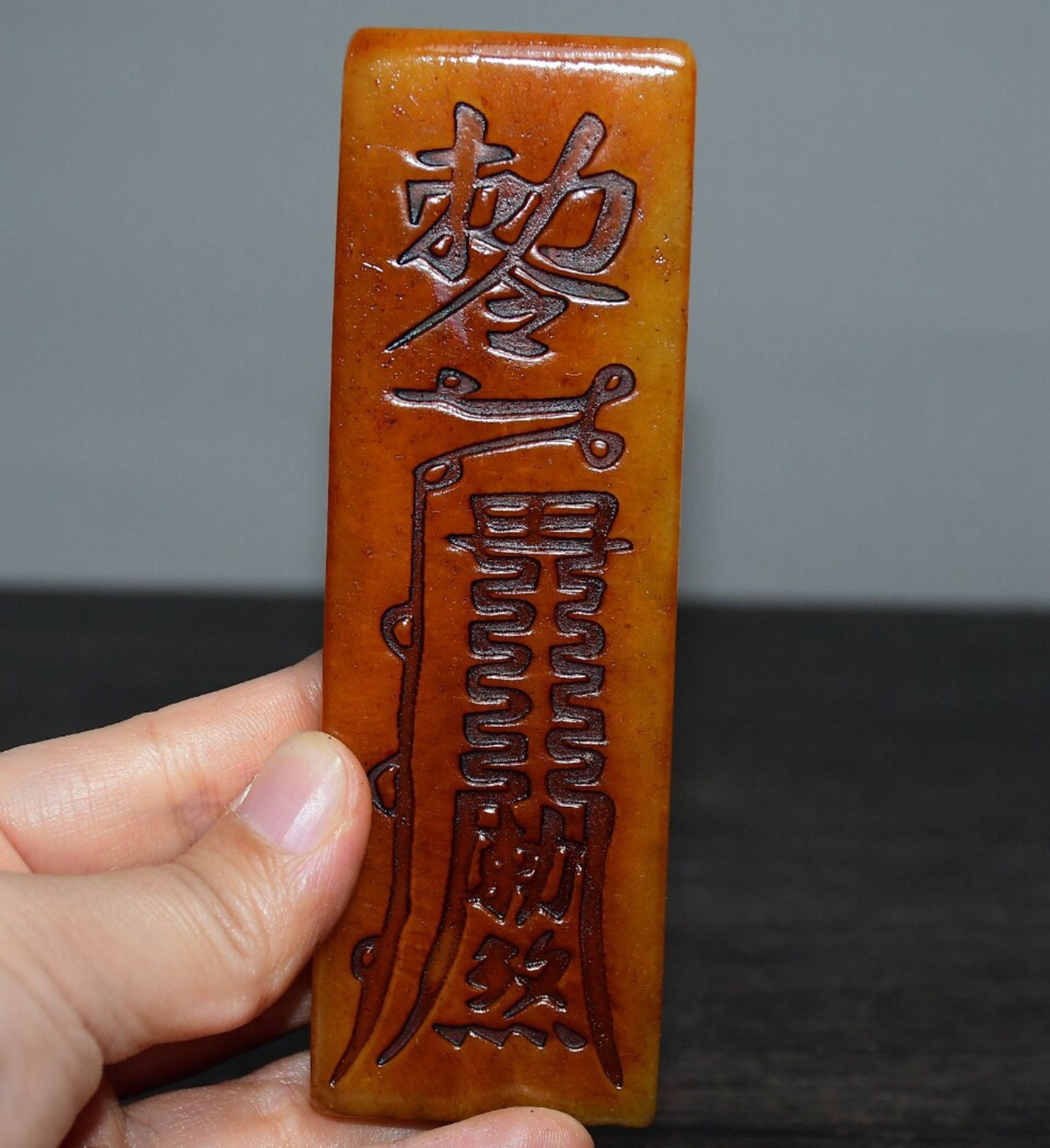 Chinese Antique Tian Huang Shou Shan Stone Sanskrit paperweight seal ornament