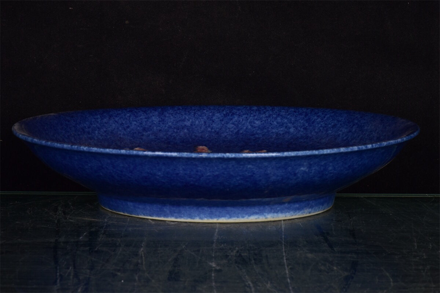 Chinese antique snowflake blue flower bird pattern plate