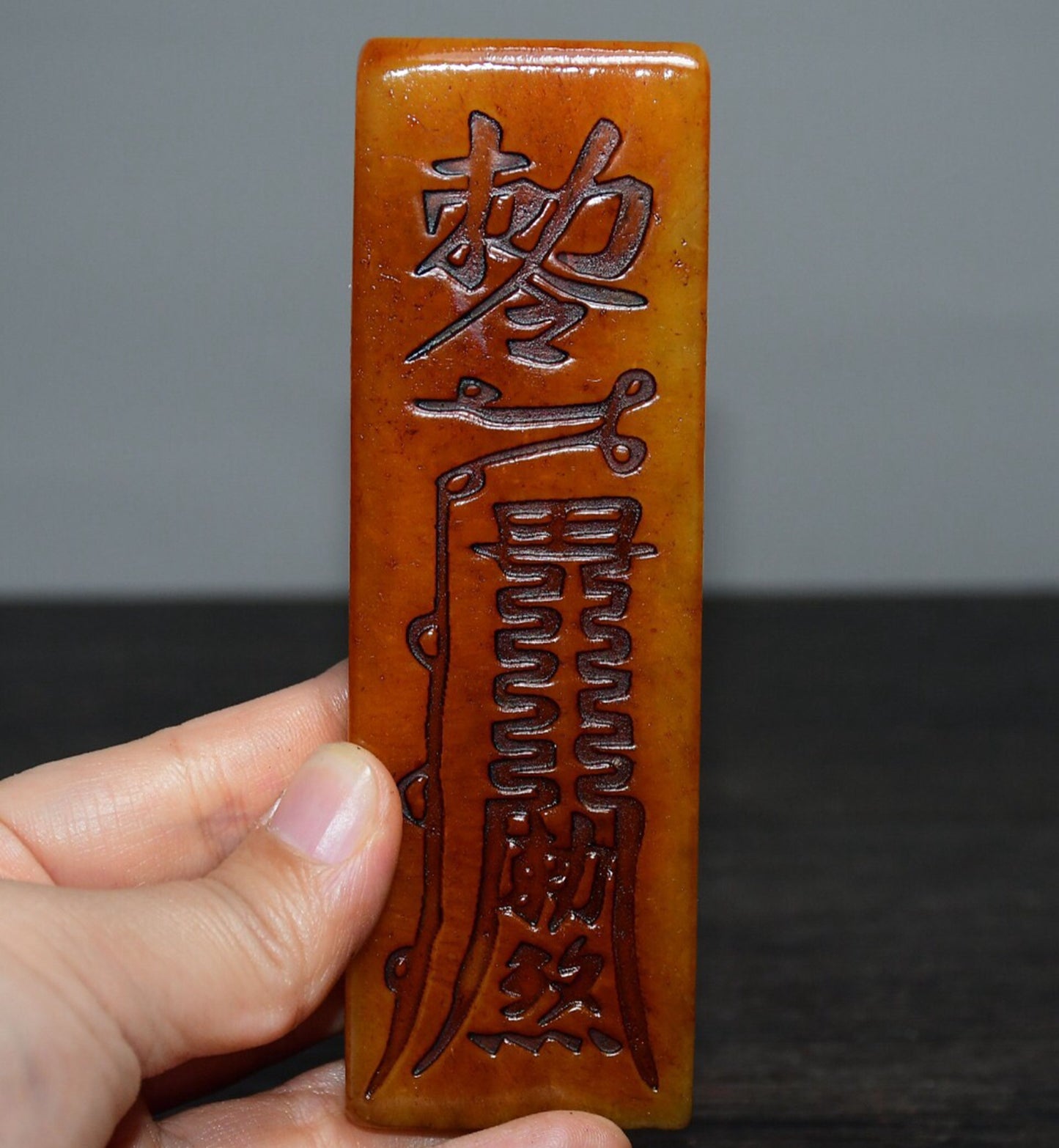 Chinese Antique Tian Huang Shou Shan Stone Sanskrit paperweight seal ornament