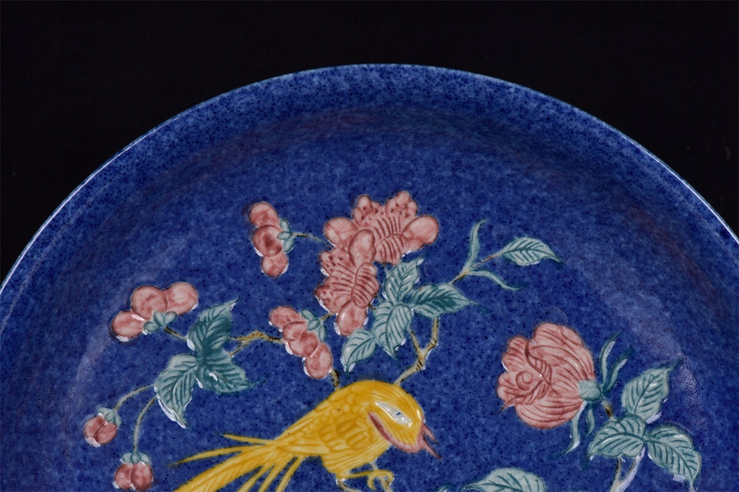 Chinese antique snowflake blue flower bird pattern plate