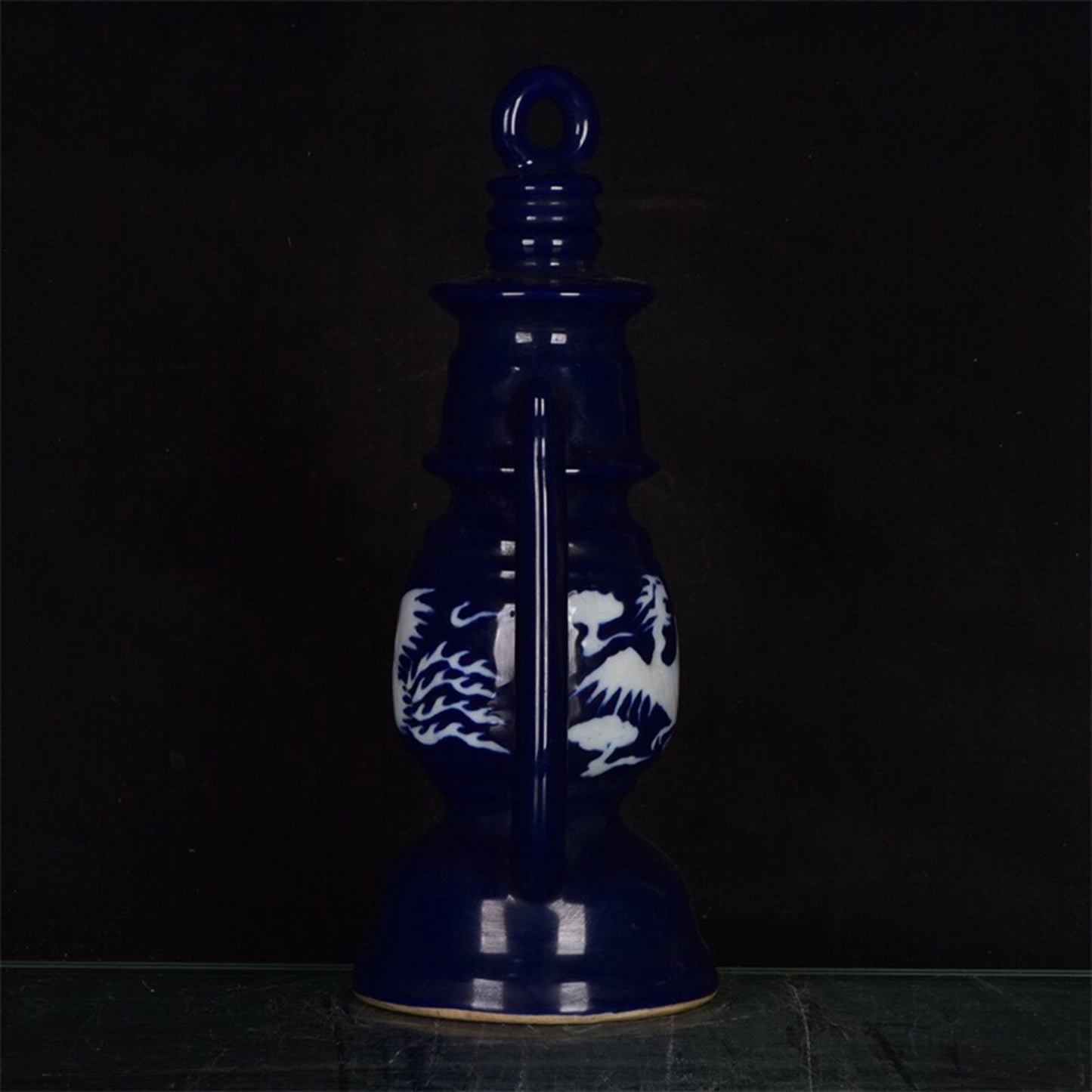 Chinese antique blue and white phoenix patterned horse lantern