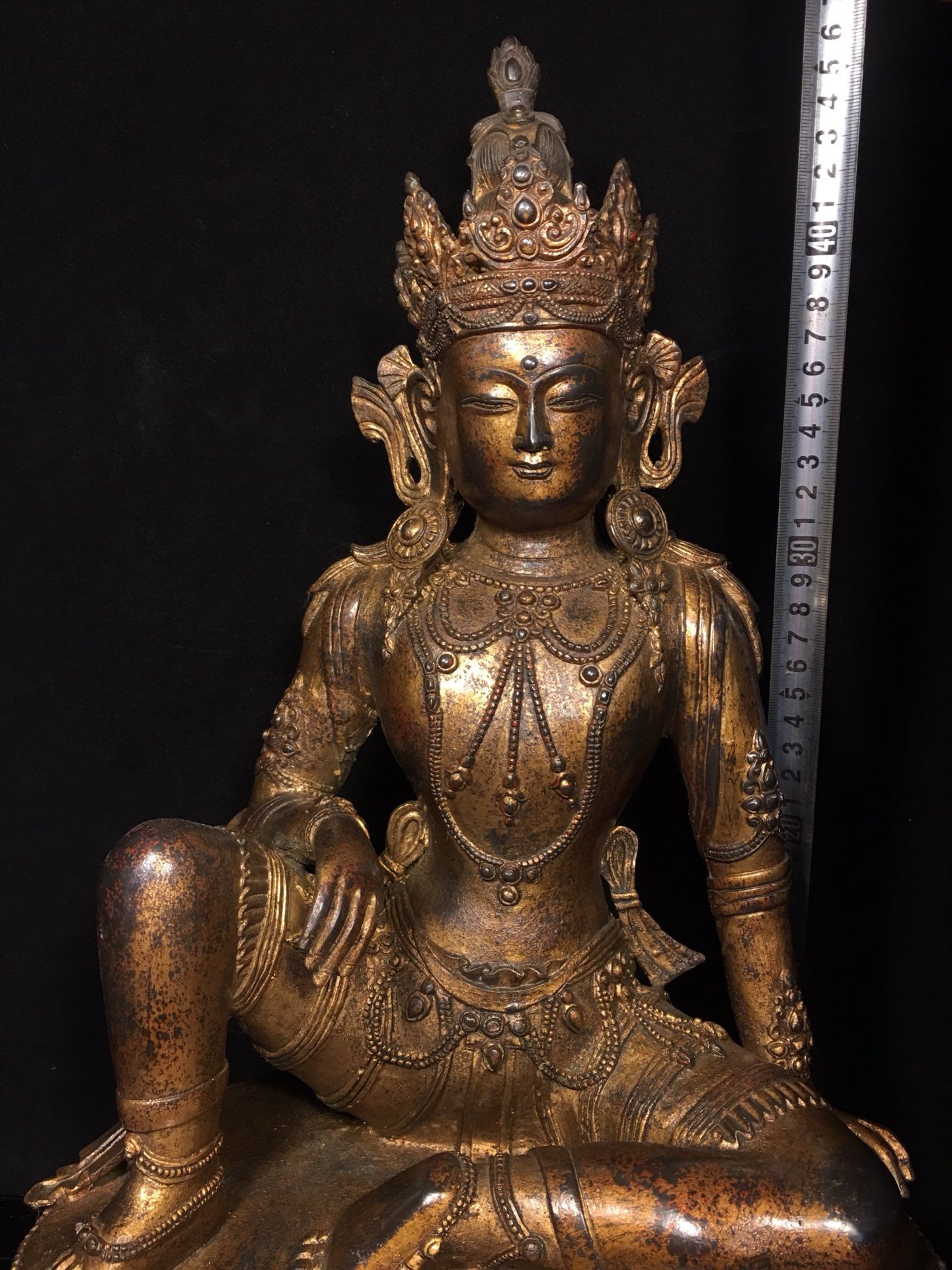 Chinese antique pure copper statue of Avalokitesvara Bodhisattva
