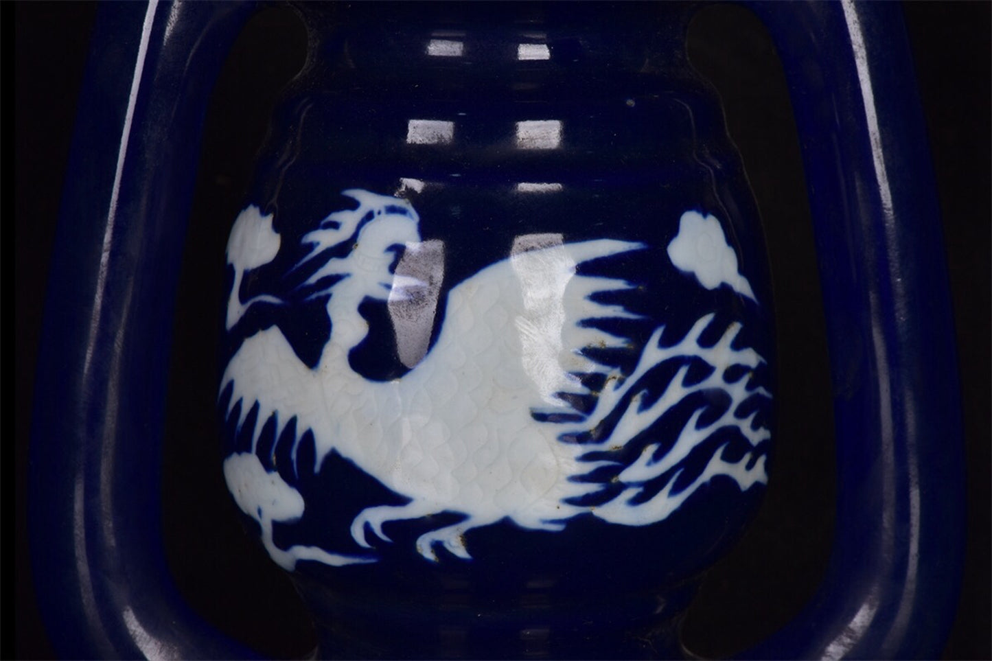 Chinese antique blue and white phoenix patterned horse lantern