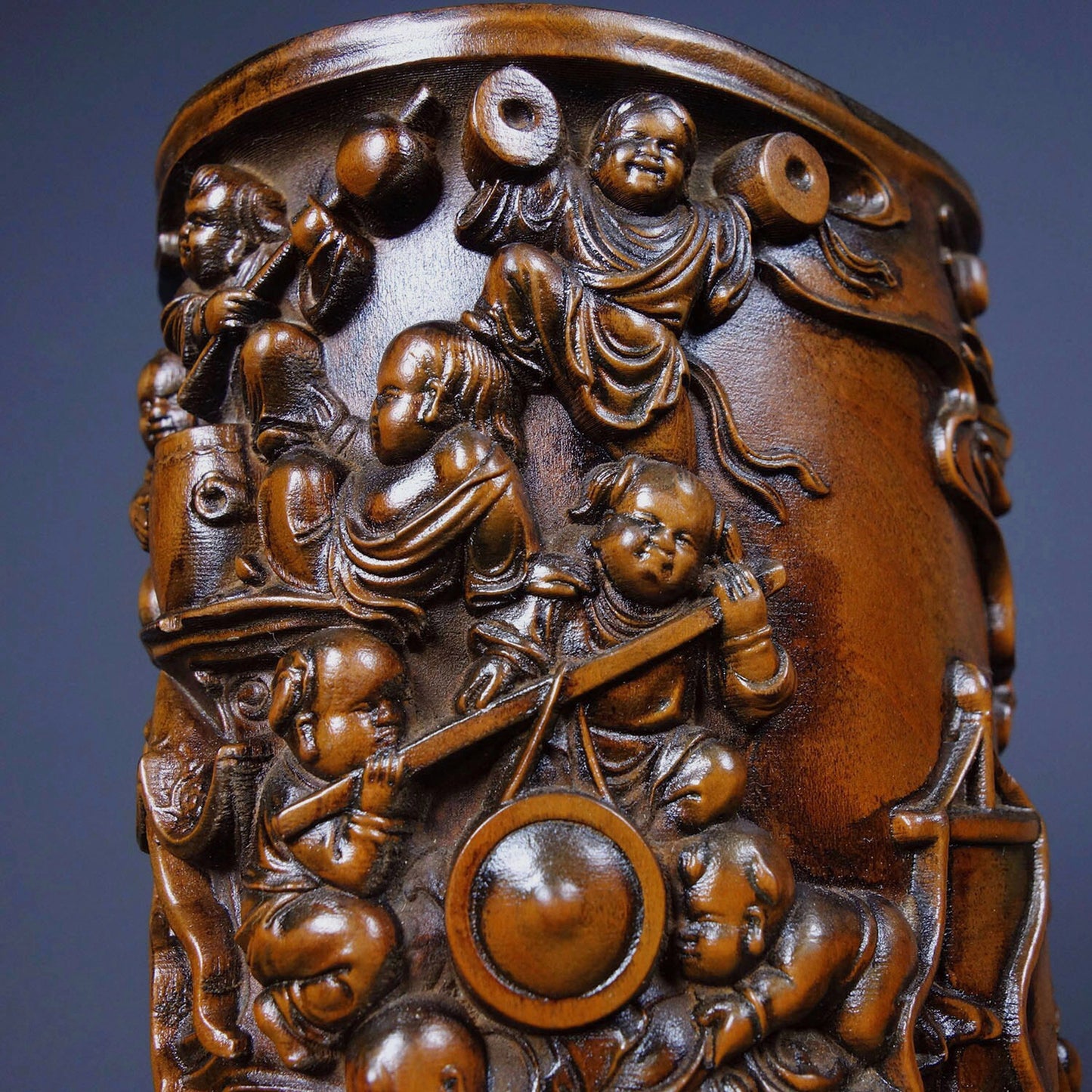 Chinese Antique Huangyangmu Baizi Painting Pen Holder