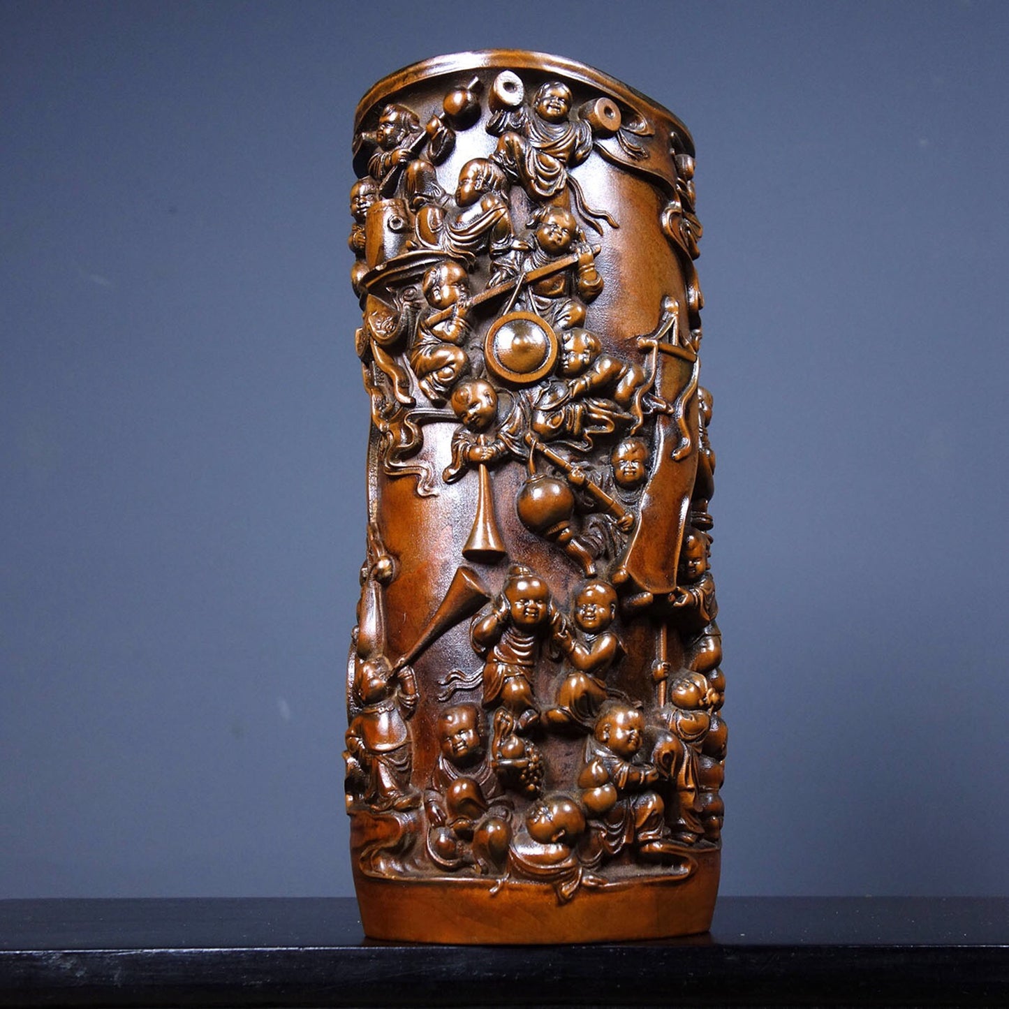 Chinese Antique Huangyangmu Baizi Painting Pen Holder