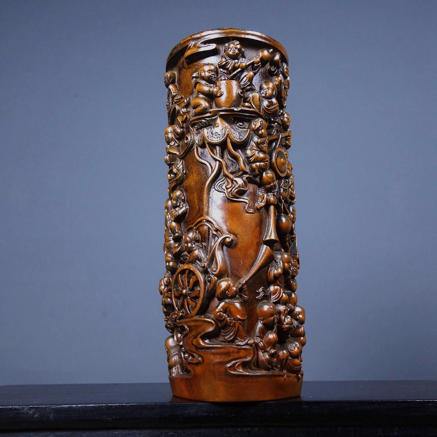 Chinese Antique Huangyangmu Baizi Painting Pen Holder