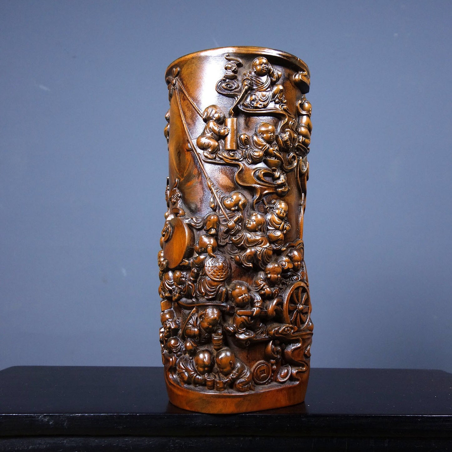 Chinese Antique Huangyangmu Baizi Painting Pen Holder