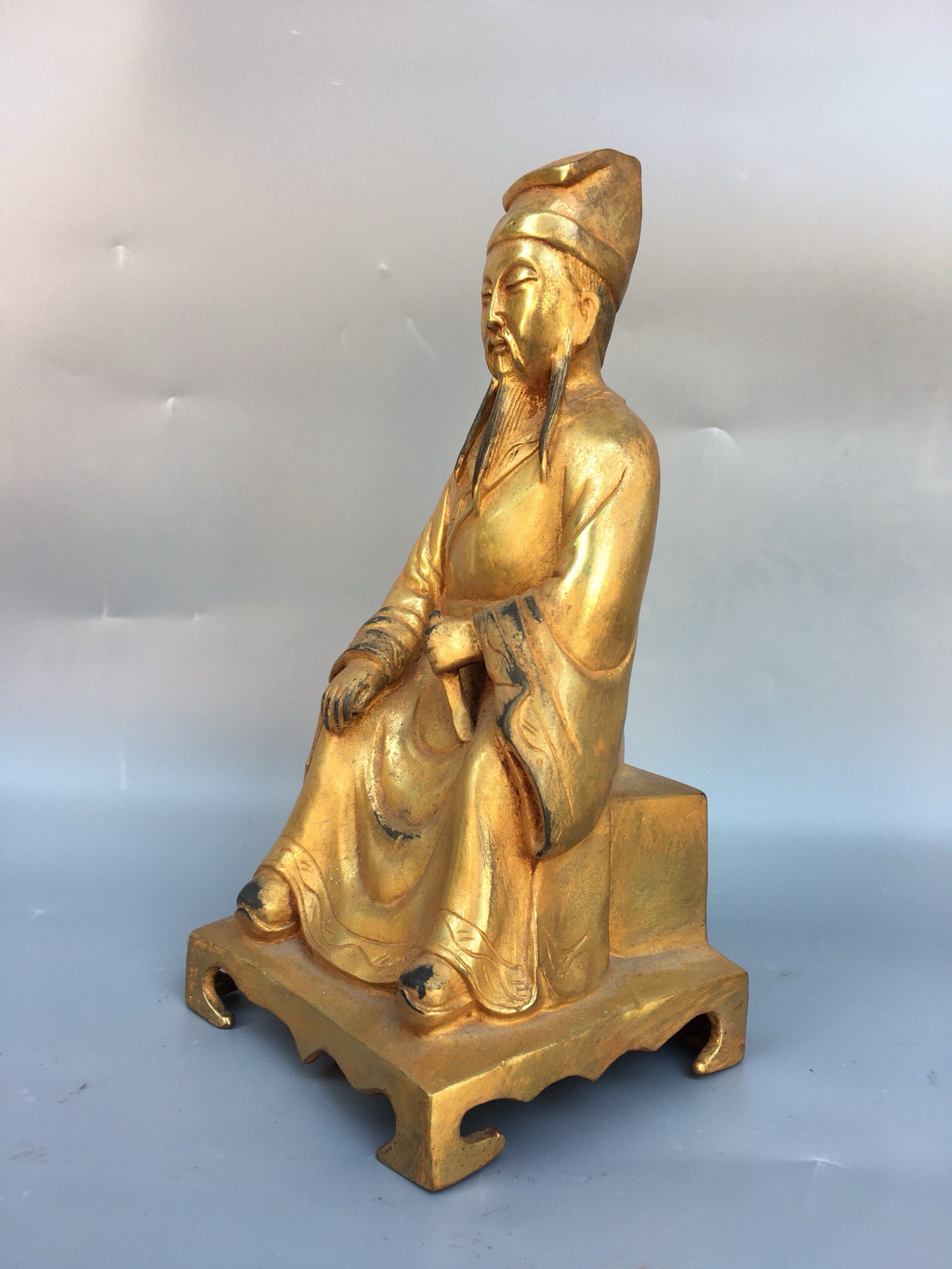 Chinese antique bronze gilded figure statues