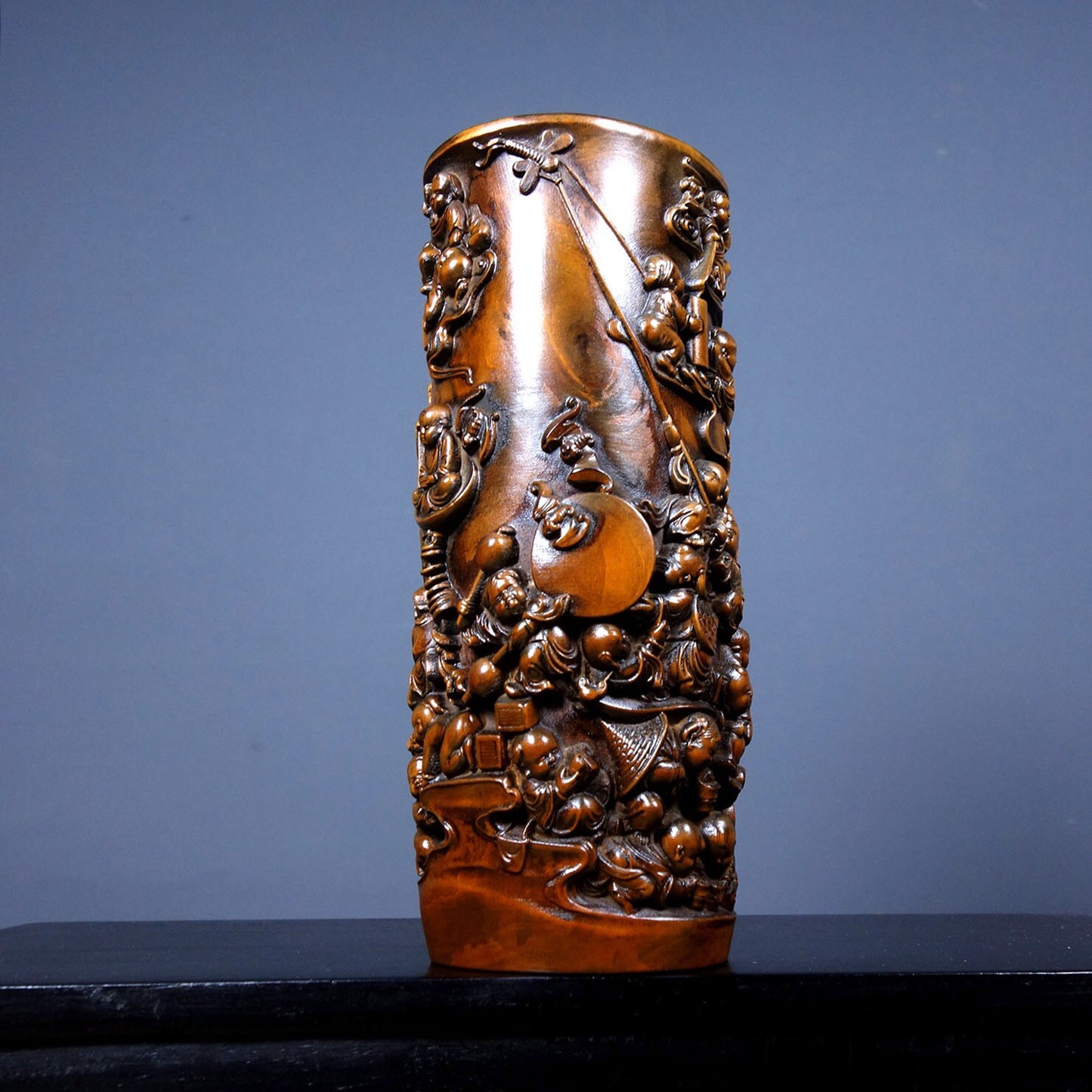 Chinese Antique Huangyangmu Baizi Painting Pen Holder