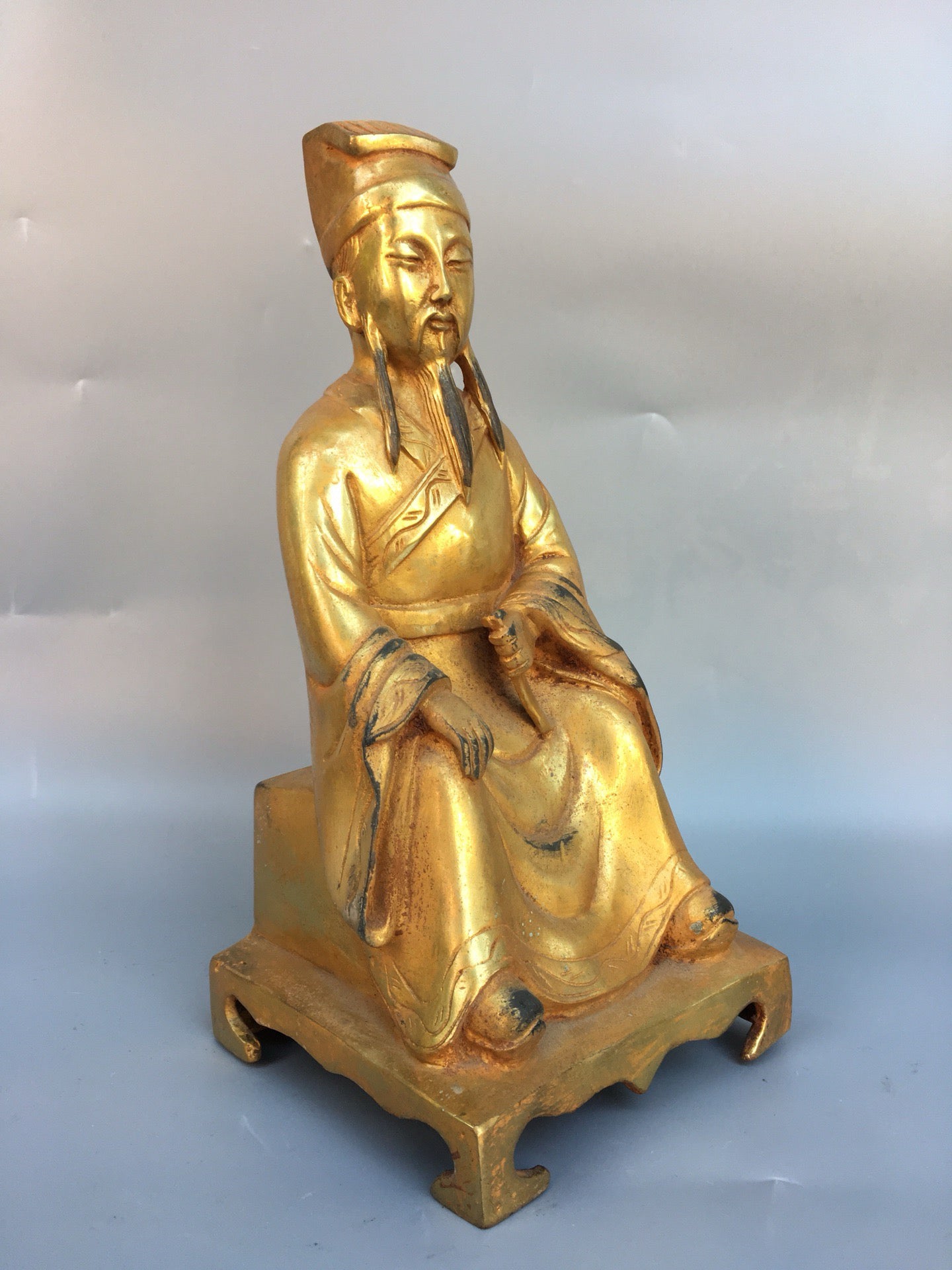 Chinese antique bronze gilded figure statues