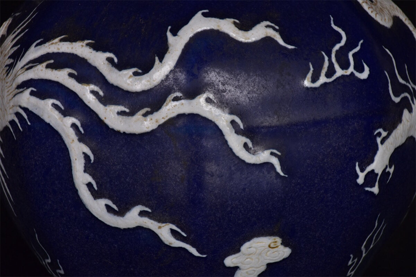 Chinese antique blue and white dragon phoenix auspicious pattern octagonal celestial ball bottle