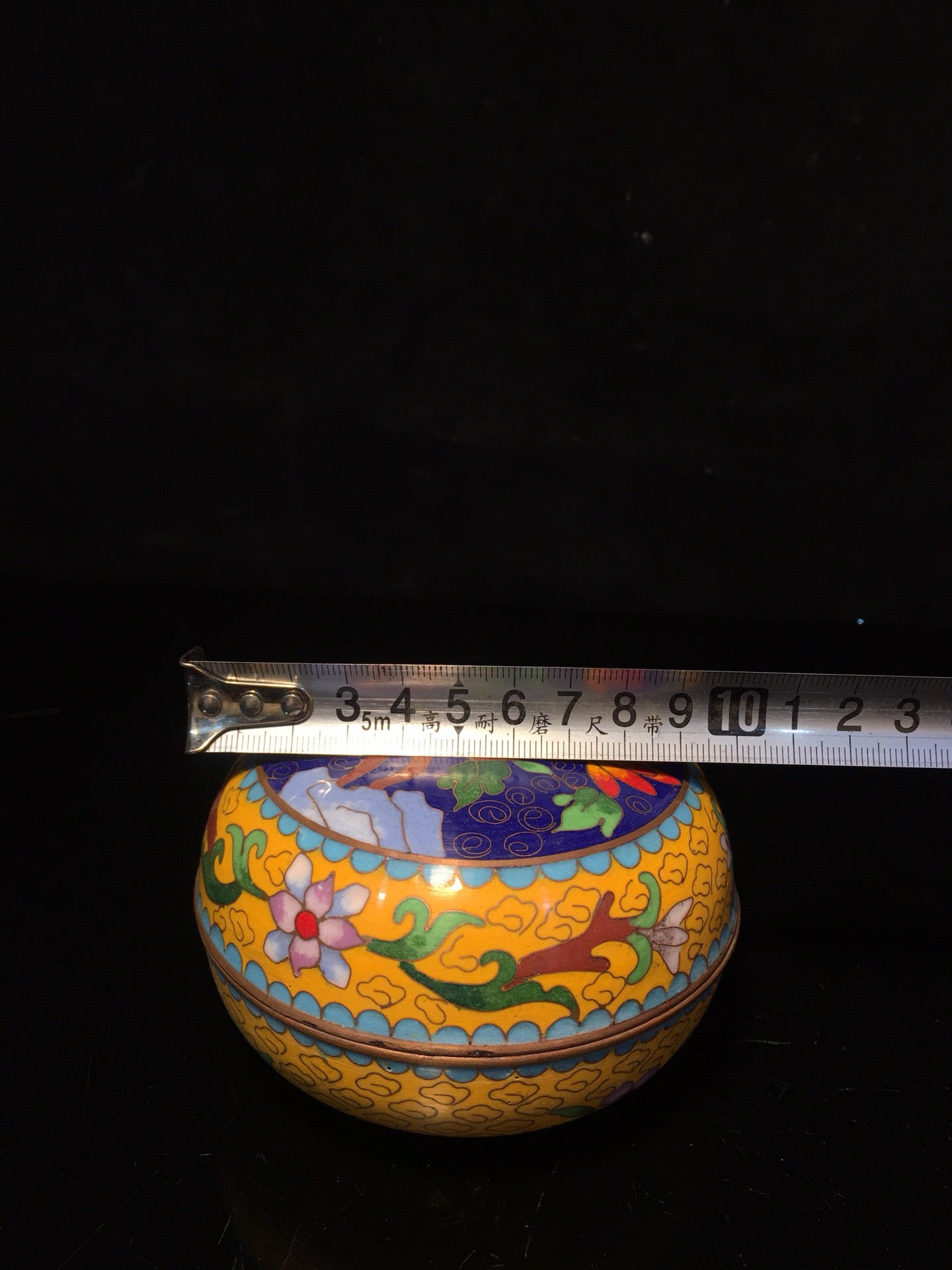 Chinese Antique Pure Copper Cloisonne Twisted Enamel Powder Box