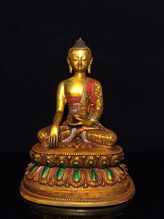 Chinese antique pure copper statue of Shakyamuni Buddha