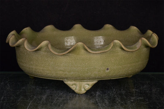 Chinese antique Ru porcelain relief flower mouth three foot wash