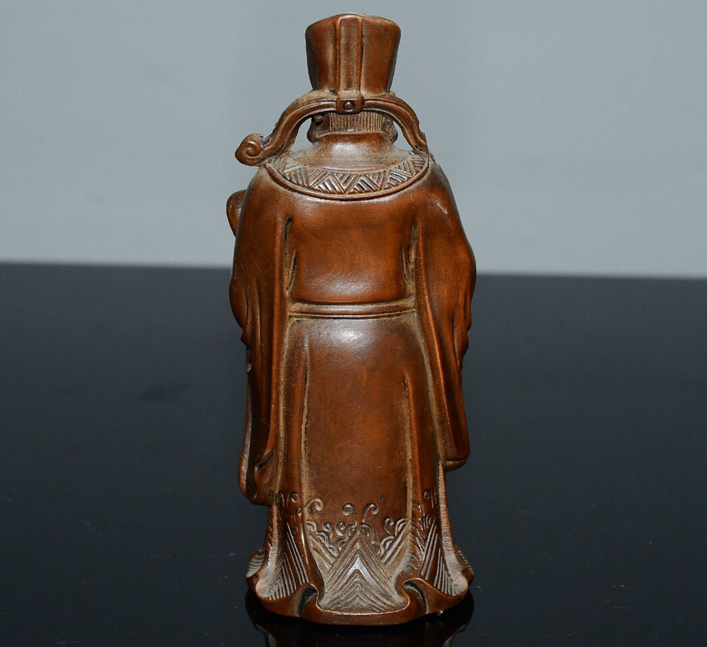 Chinese antique small leaf boxwood God of Wealth ornament