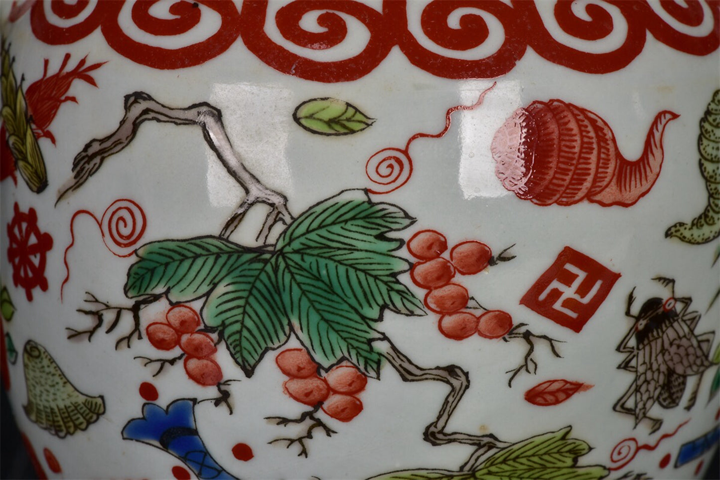 Chinese antique red and green colored phoenix head teapot