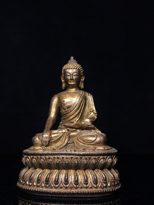 Chinese antique pure copper statue of Shakyamuni Buddha