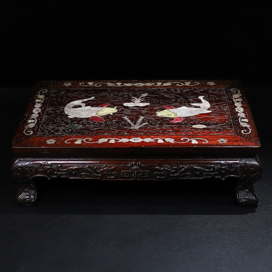 Chinese antique red sandalwood carved tea table