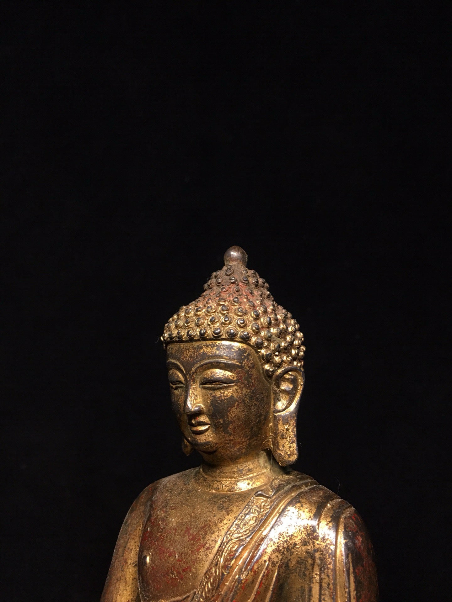 Chinese antique pure copper statue of Shakyamuni Buddha