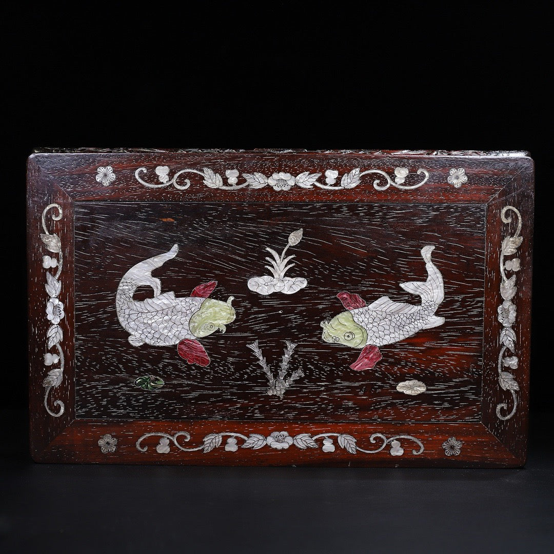 Chinese antique red sandalwood carved tea table