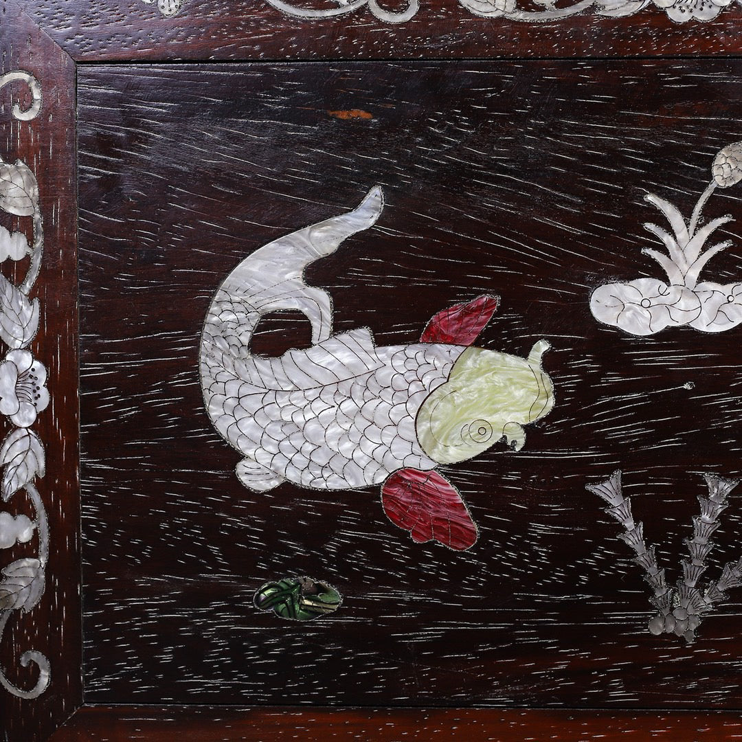 Chinese antique red sandalwood carved tea table