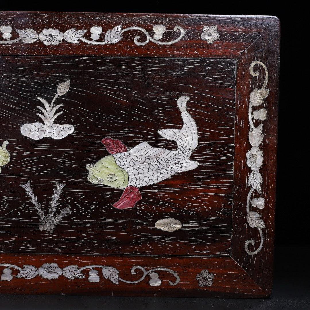 Chinese antique red sandalwood carved tea table