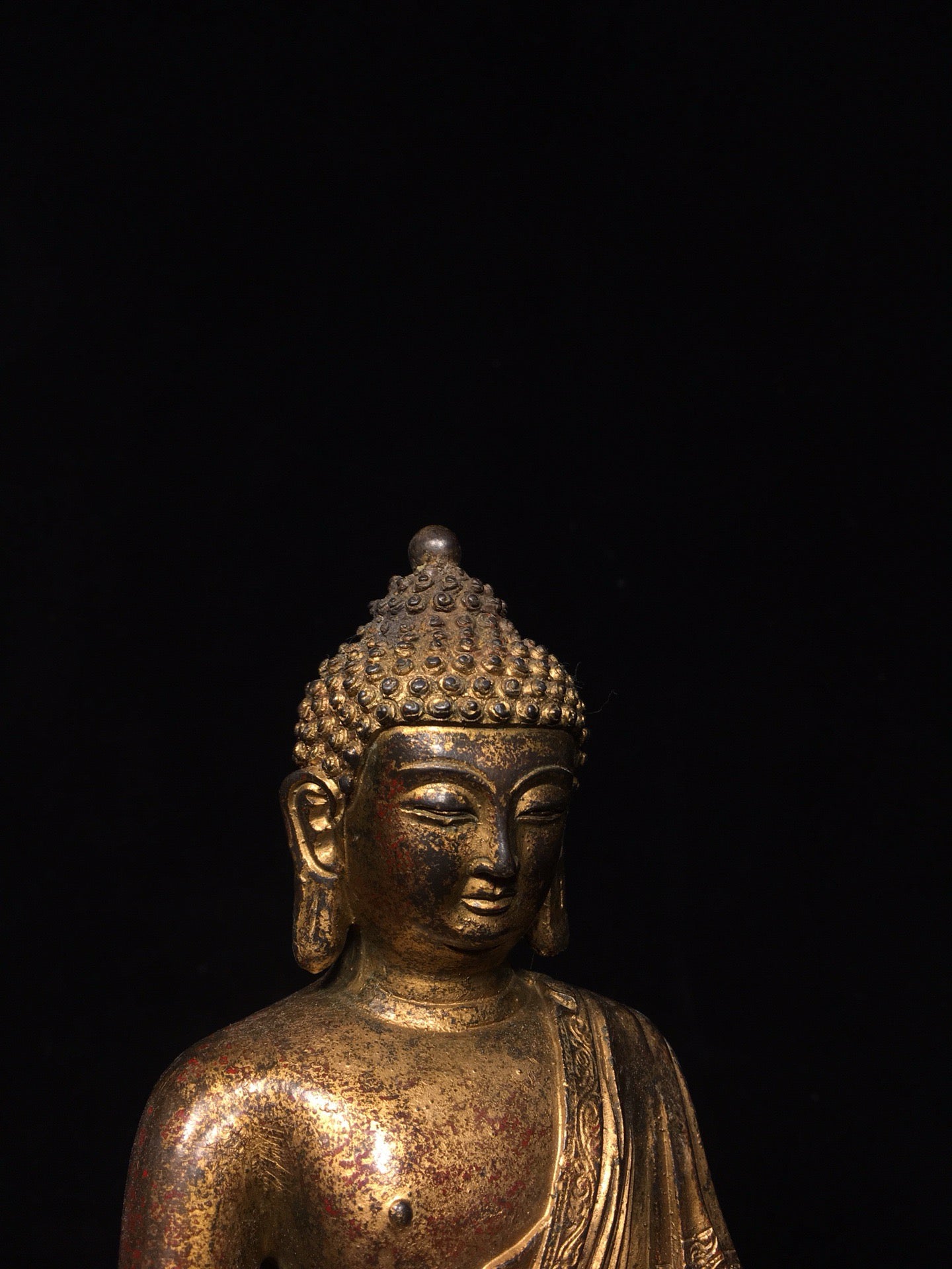 Chinese antique pure copper statue of Shakyamuni Buddha