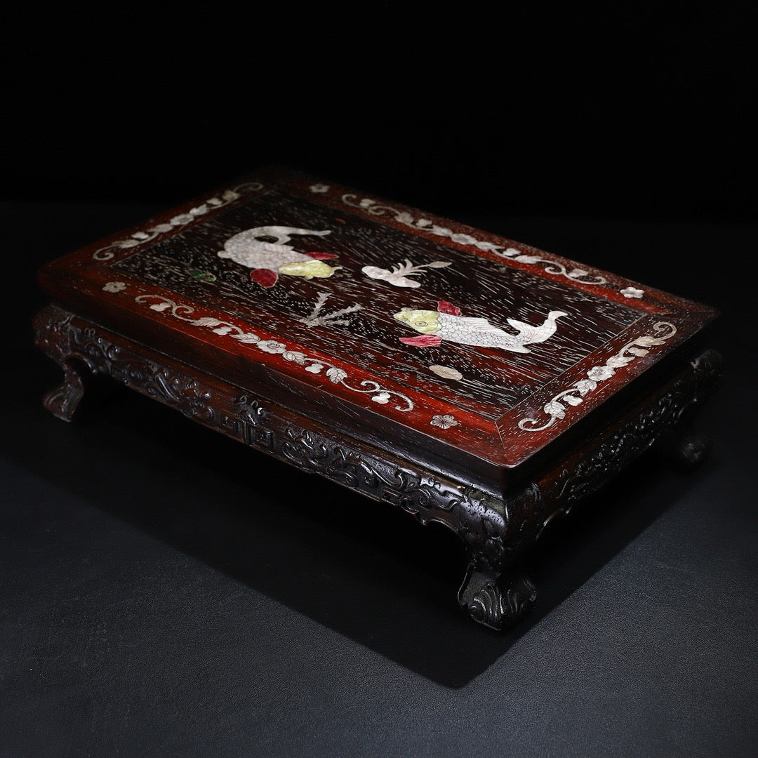 Chinese antique red sandalwood carved tea table