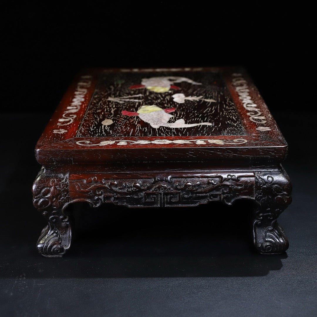 Chinese antique red sandalwood carved tea table