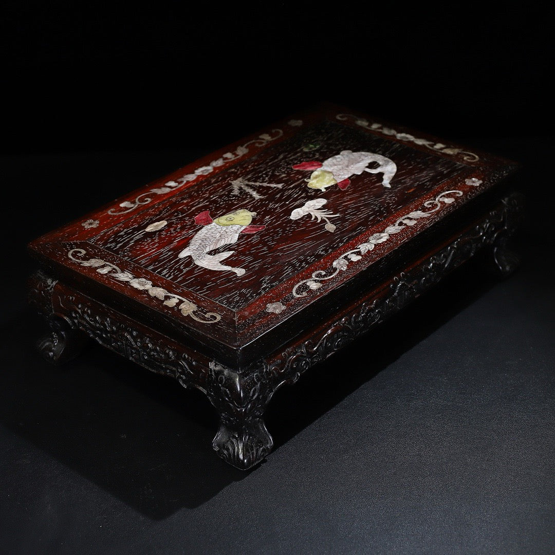 Chinese antique red sandalwood carved tea table