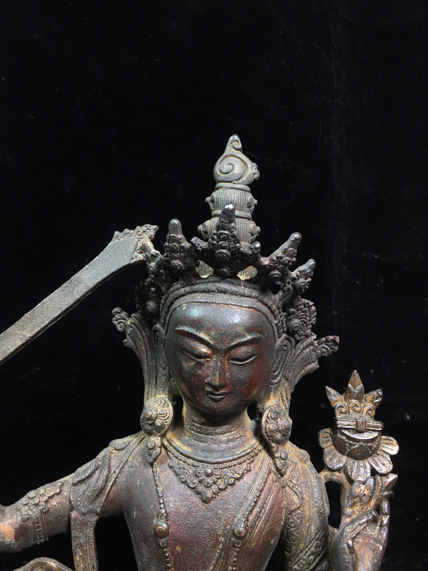 Chinese antique pure copper statue of Manjushri Bodhisattva