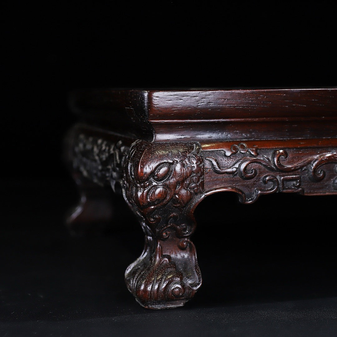 Chinese antique red sandalwood carved tea table