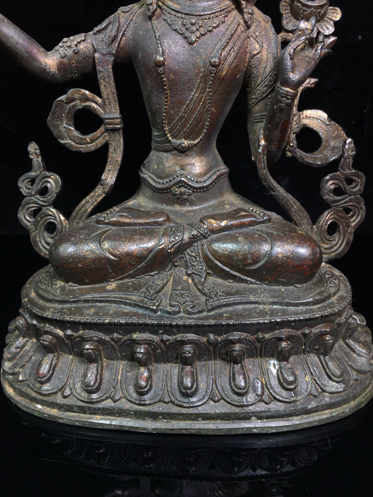 Chinese antique pure copper statue of Manjushri Bodhisattva