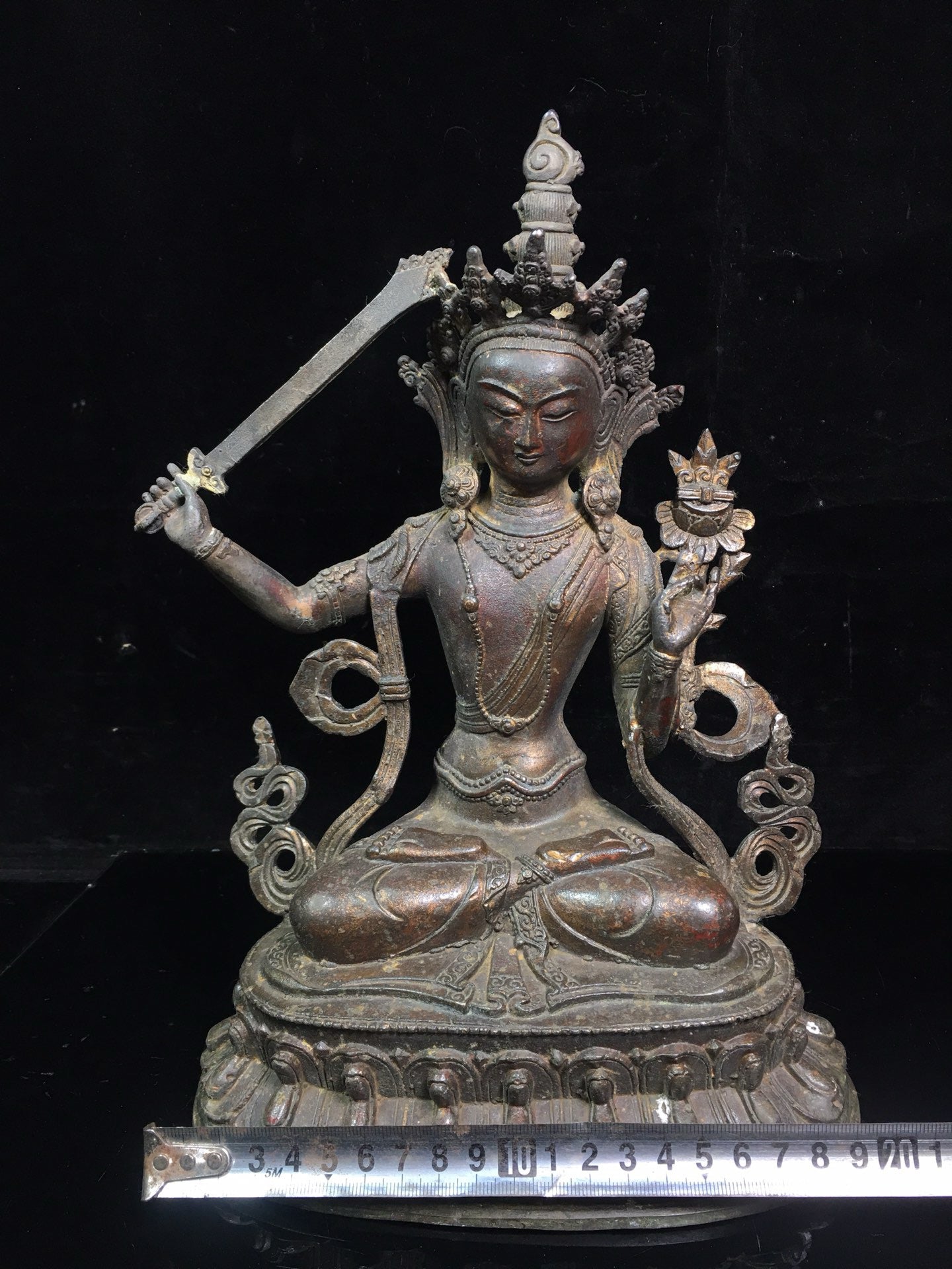 Chinese antique pure copper statue of Manjushri Bodhisattva